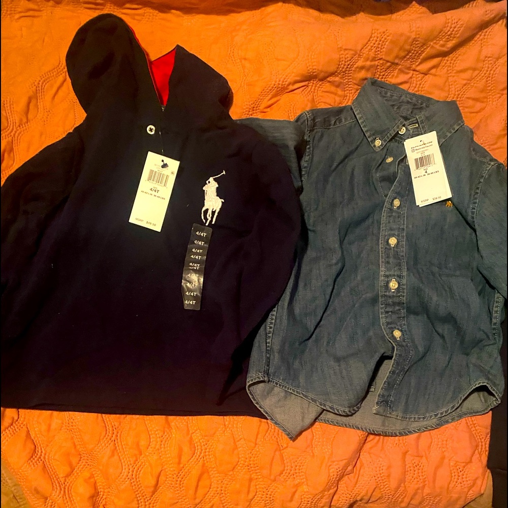2 polo shirts still with tag size 4 in boys
